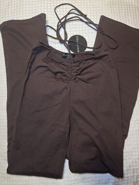 White Fox By Your Side Brown Waist Tie Cinch Detail Pants Size XL NWT